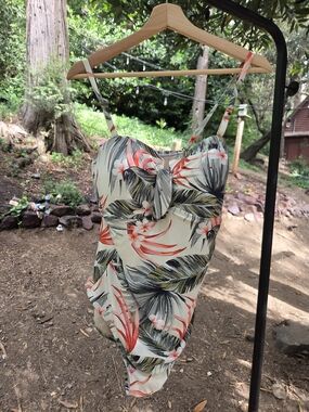Davina Tropical Floral Tie-Front One-Piece Swimsuit Size XL